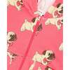 Pug Print Fleece Hooded Cardigan, Magenta - Sweatshirts - 5