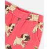 Pug Print All-Over Fleece Sweatpants, Magenta - Sweatpants - 5