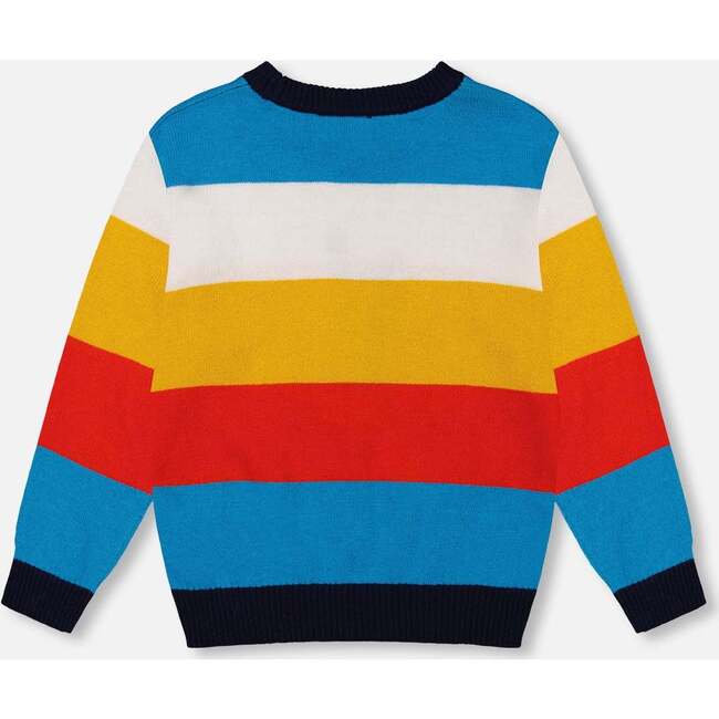 Striped Sweater With Karting Jacquard, Multicolor - Sweaters - 4