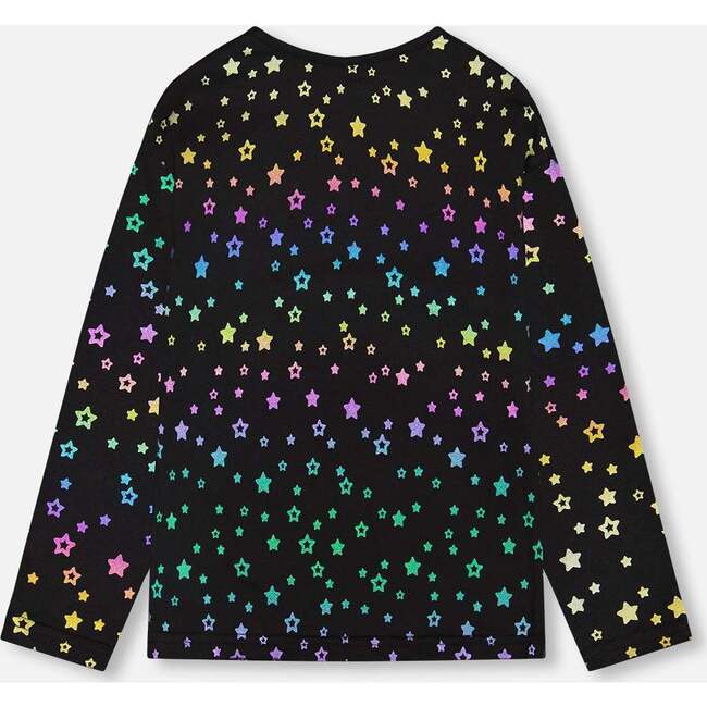 Star Print Long Sleeve T-Shirt Foil, Black - T-Shirts - 3