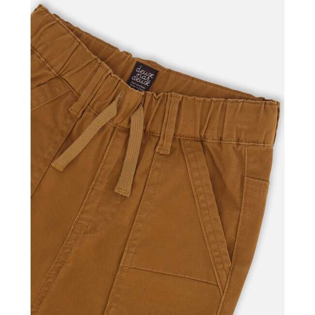 Stretch Twill Pleated Knee Jogger Pants, Caramel Brown - Pants - 5