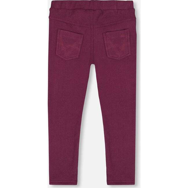 Soft Brushed Fleece Tregging, Burgundy - Leggings - 3