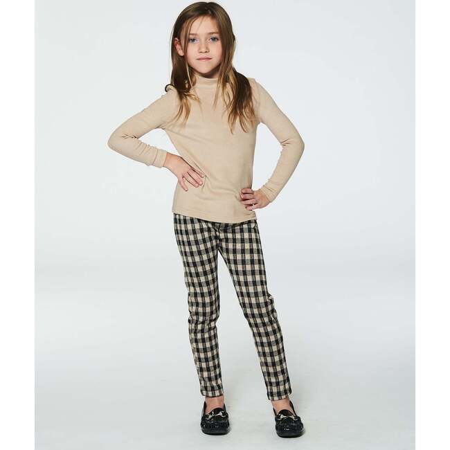 Plaid Pocket Treggings, Black & Beige - Leggings - 2