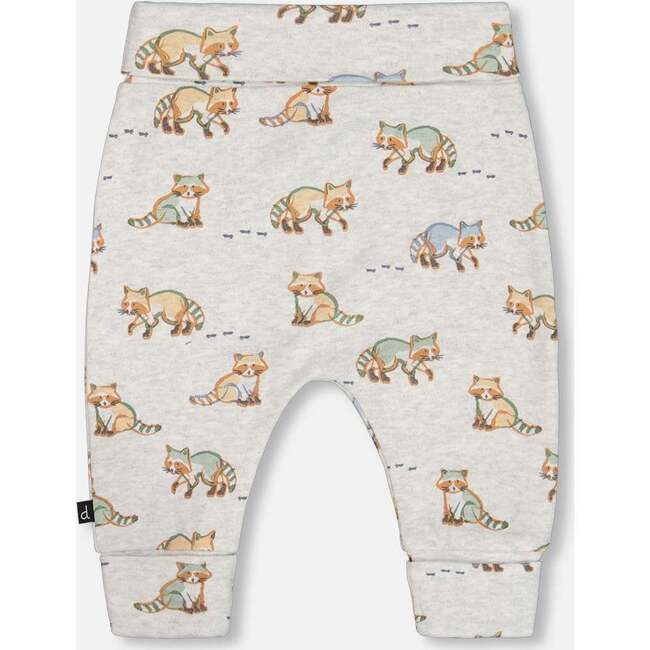 Organic Cotton Raccoon Print Evolutive Pant, Beige Mix - Pants - 2