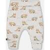 Organic Cotton Raccoon Print Evolutive Pant, Beige Mix - Pants - 2