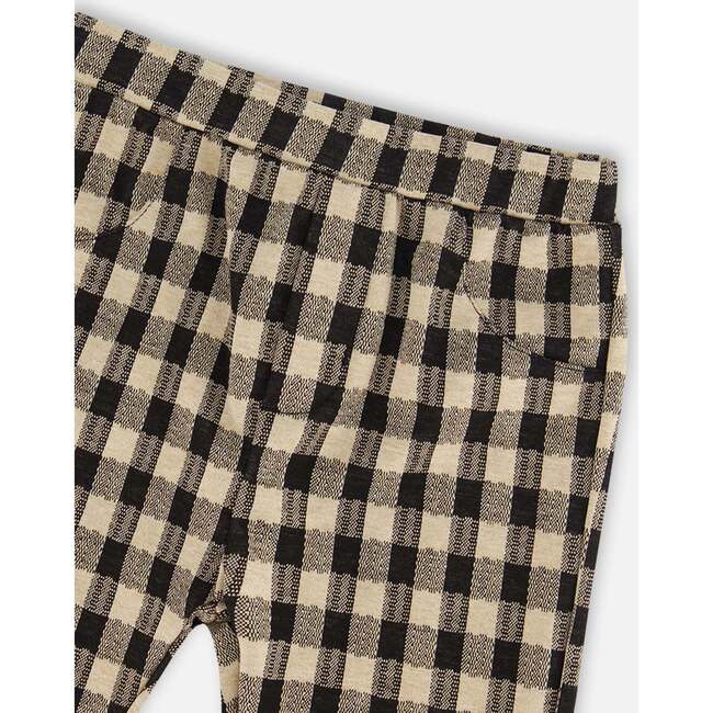 Plaid Pocket Treggings, Black & Beige - Leggings - 4