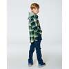 Plaid Polar Fleece Long Sleeve Shirt, Green - Shirts - 2