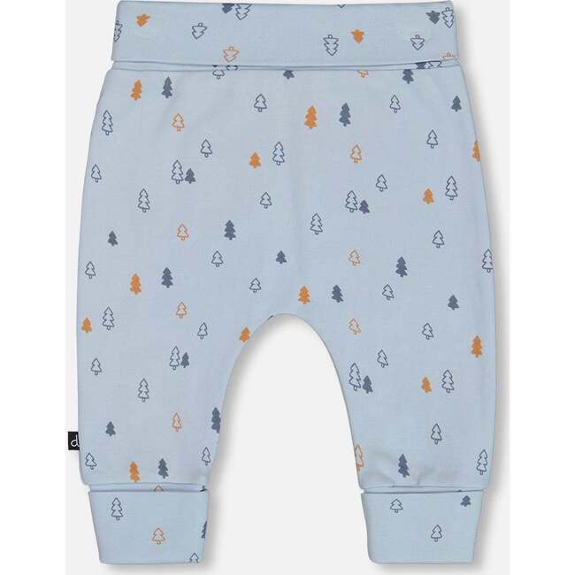 Organic Cotton Pine Print Evolutive Pant, Light Blue - Pants - 2