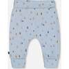 Organic Cotton Pine Print Evolutive Pant, Light Blue - Pants - 2