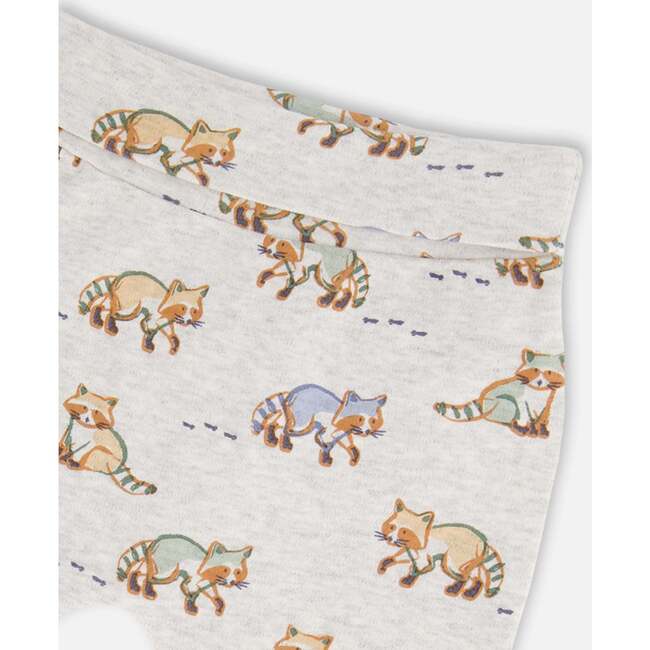 Organic Cotton Raccoon Print Evolutive Pant, Beige Mix - Pants - 3