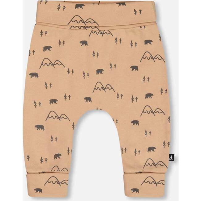 Organic Cotton Mountains Print Evolutive Pant, Sand - Pants - 2