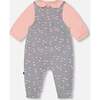 Organic Cotton Long Sleeve Onesie & Apples Print Overall Set, Gray - Mixed Apparel Set - 2