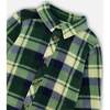 Plaid Polar Fleece Long Sleeve Shirt, Green - Shirts - 4