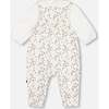 Organic Cotton Onesie & Flowers Print Overall Set, Cream - Mixed Apparel Set - 2