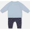 Organic Cotton Top & Pine Print Muslin Pant Set, Light Blue - Mixed Apparel Set - 3