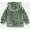 Plush Hooded Zip Jacket, Green - Jackets - 3