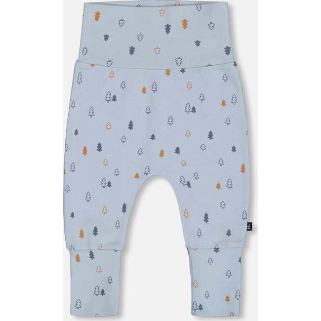 Organic Cotton Pine Print Evolutive Pant, Light Blue - Pants - 4