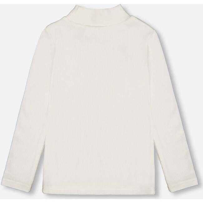 Super Soft Brushed Mock Neck Top, Off-White - T-Shirts - 3