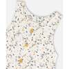 Organic Cotton Onesie & Flowers Print Overall Set, Cream - Mixed Apparel Set - 4