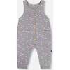 Organic Cotton Long Sleeve Onesie & Apples Print Overall Set, Gray - Mixed Apparel Set - 6