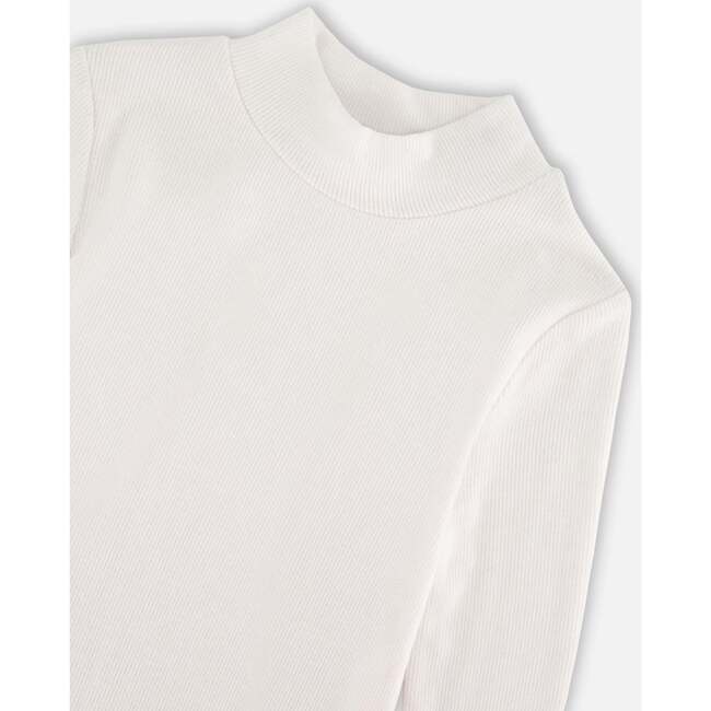 Super Soft Brushed Mock Neck Top, Off-White - T-Shirts - 4