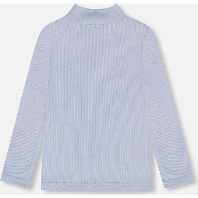 Super Soft Brushed Mock Neck Top, Light Blue - T-Shirts - 3