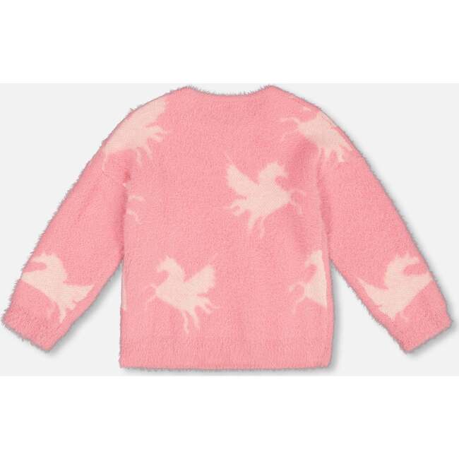 Jacquard Unicorn Sweater Hairy Knit, Pink - Sweaters - 2