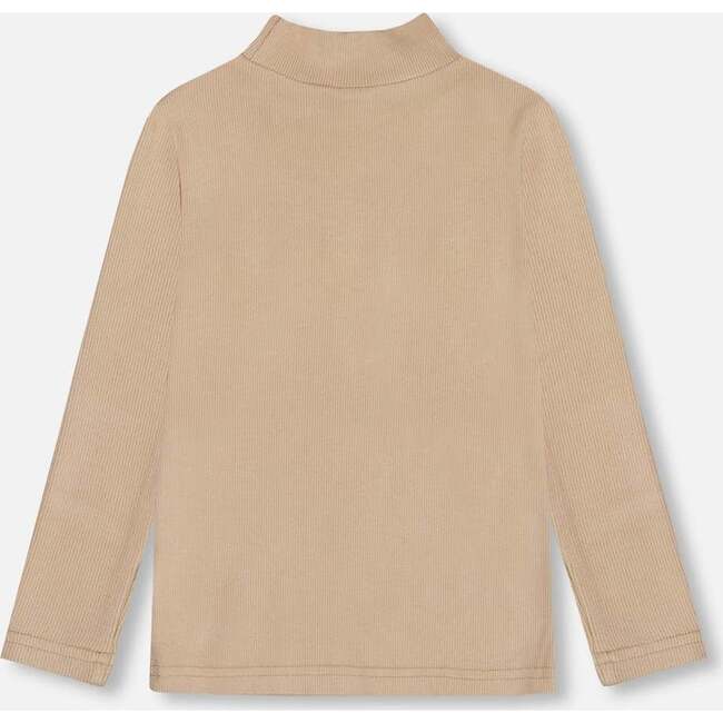 Super Soft Brushed Mock Neck Top, Medium Beige - T-Shirts - 4