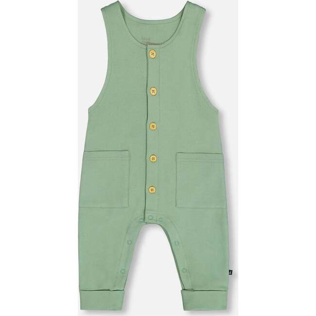 Organic Cotton Raccon Print Onesie & Overall Set, Green - Mixed Apparel Set - 6