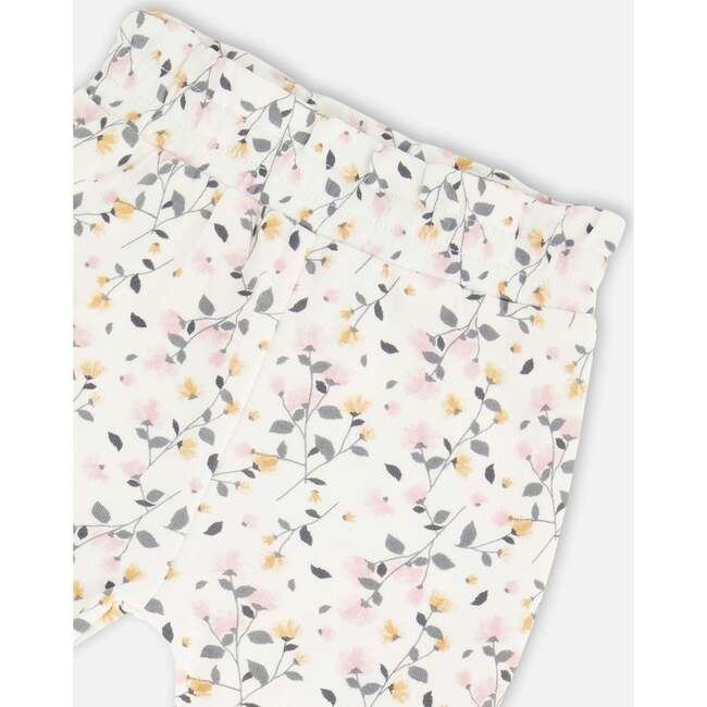 Organic Cotton Top & Flowers Print Pants Set, Cream - Mixed Apparel Set - 5