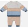 Jacquard Top & Knit Pant Set, Stripe Hazel & Blue - Mixed Apparel Set - 3