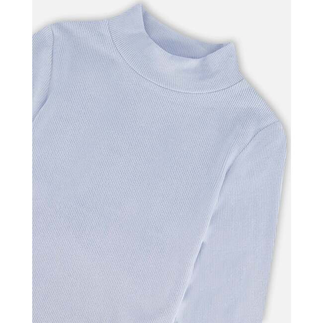 Super Soft Brushed Mock Neck Top, Light Blue - T-Shirts - 4