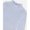 Super Soft Brushed Mock Neck Top, Light Blue - T-Shirts - 4