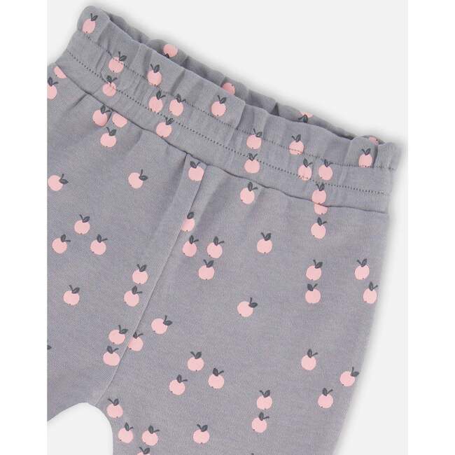 Organic Cotton Long Sleeve Top & Apples Print Pants Set, Gray - Mixed Apparel Set - 5