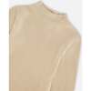 Super Soft Brushed Mock Neck Top, Medium Beige - T-Shirts - 5