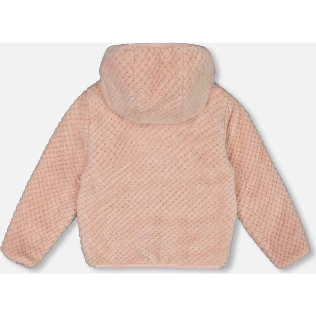 Reversible Textured Plush Jacket, Pink - Puffers & Down Jackets - 4