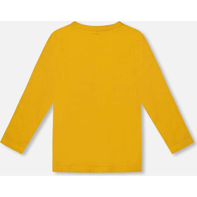 Graphic Print Long Sleeve T-Shirt, Mustard Yellow - T-Shirts - 4