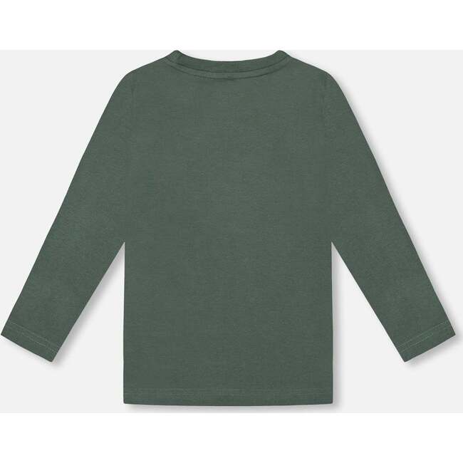 Graphic Print Long Sleeve T-Shirt, Forest Green - T-Shirts - 3