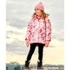 Print Faux Fur Hooded Puffy Jacket, Rose Petals - Jackets - 2