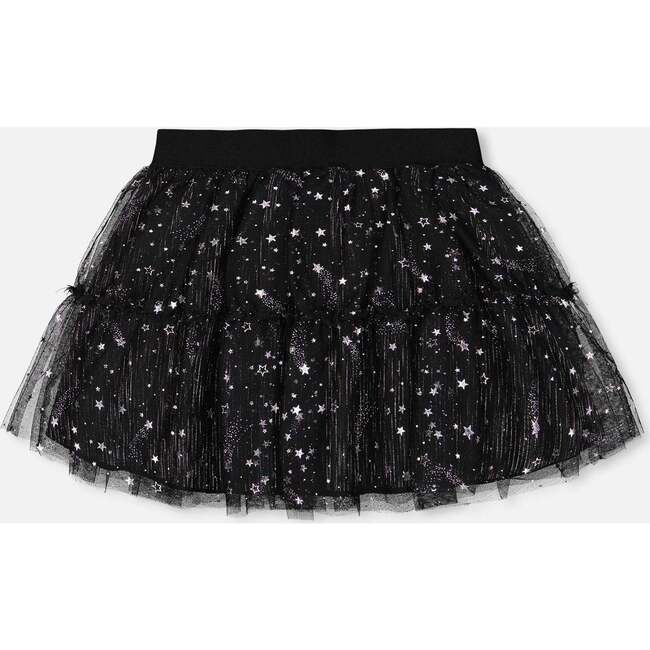 Glittering Stars 2-Tiered Mini Tulle Skirt, Black - Skirts - 3