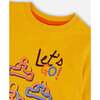 Graphic Print Long Sleeve T-Shirt, Mustard Yellow - T-Shirts - 5