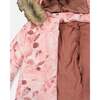 Print Faux Fur Hooded Puffy Jacket, Rose Petals - Jackets - 3