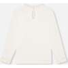 Frill Neck Print Long Sleeve T-Shirt, Off-White - T-Shirts - 3