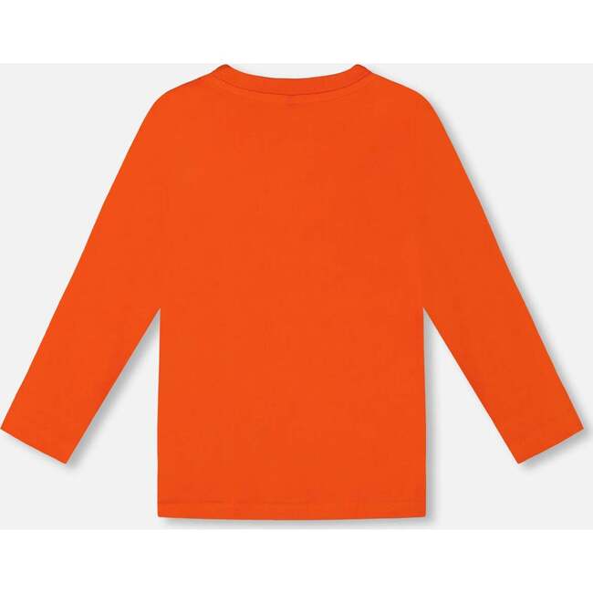 Graphic Print Long Sleeve T-Shirt, Tangerine - T-Shirts - 4