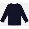 Graphic Print Long Sleeve T-Shirt, Navy - T-Shirts - 4