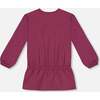 Graphic Print Long Cuffed Sleeve Elastic Waist Tunic, Burgundy - T-Shirts - 4