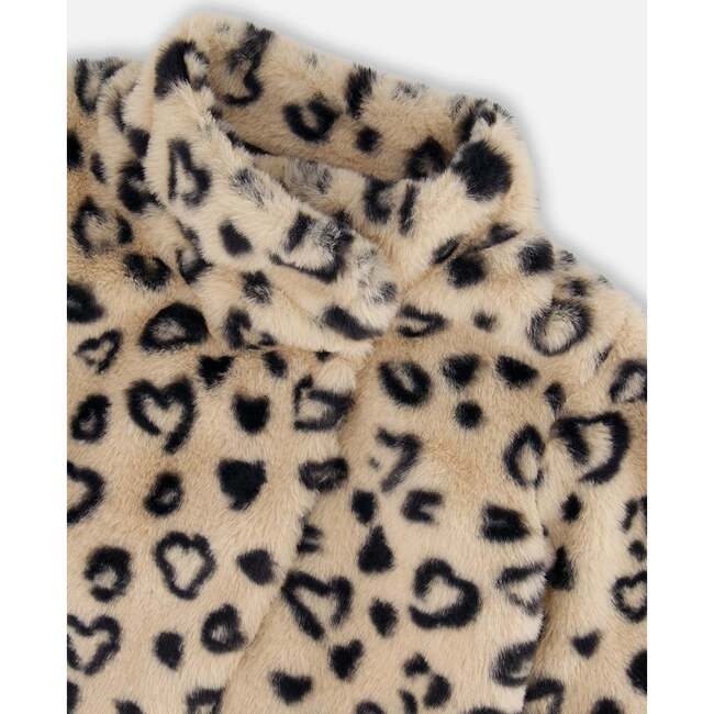Print Faux Fur High Neck Jacket, Leopard - Jackets - 5