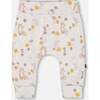 Fox Print Organic Cotton Evolutive Pant, Beige Mix - Pants - 2