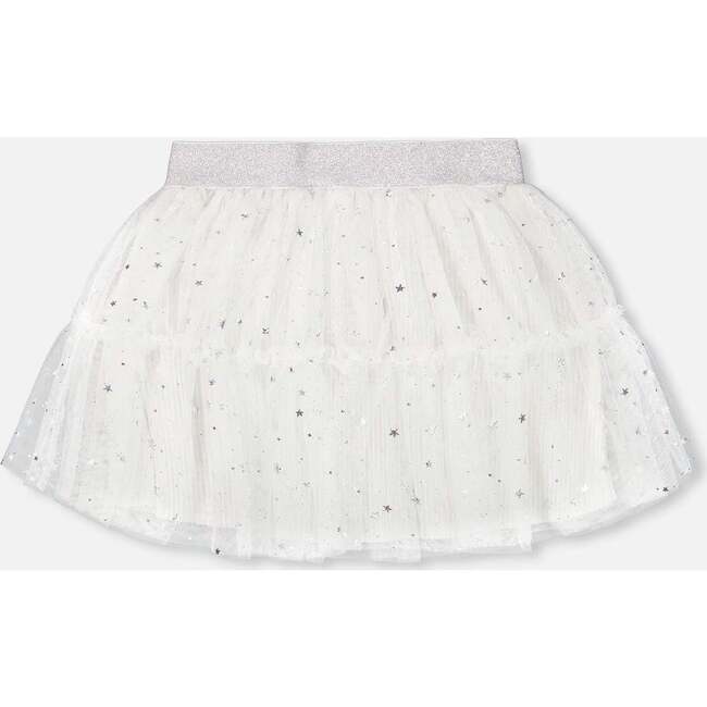 Glittering Stars 2-Tiered Mini Tulle Skirt, Off-White - Skirts - 4