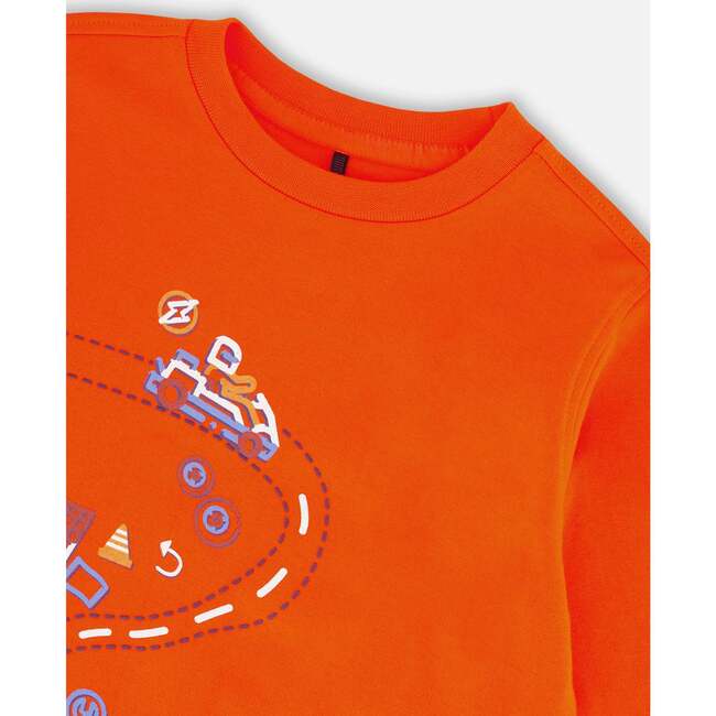 Graphic Print Long Sleeve T-Shirt, Tangerine - T-Shirts - 5